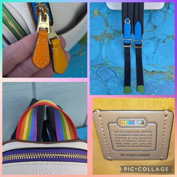 Coach Mini Court White & Rainbow Accented Backpack - Picture 5 of 11